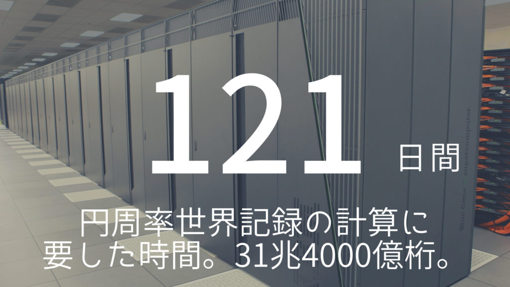 121日間 円周率世界記録の計算に要した時間 31兆4000億桁 朝礼スピーチのネタ帳ブログ 1分間スピーチ