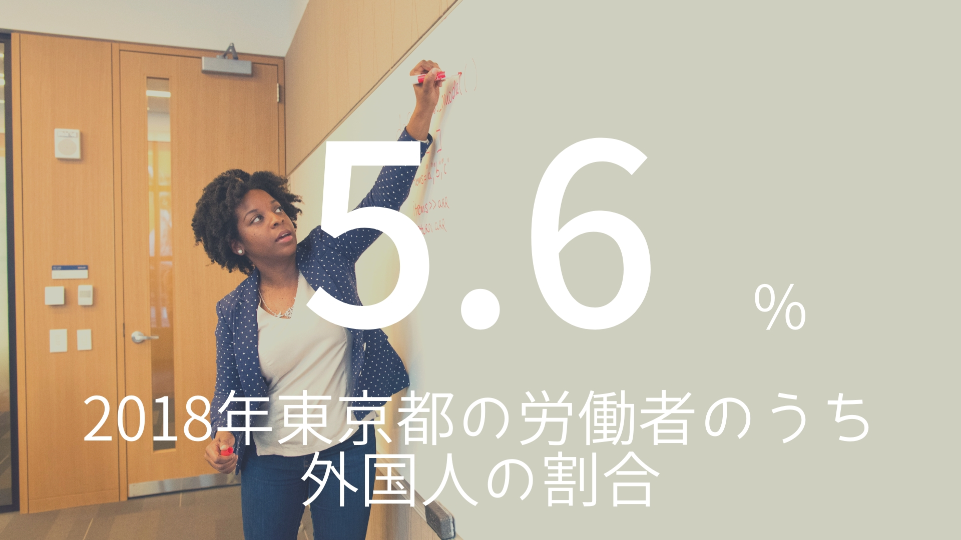 「5.6%」 >>> 2018年東京都の労働者のうち外国人の割合。
